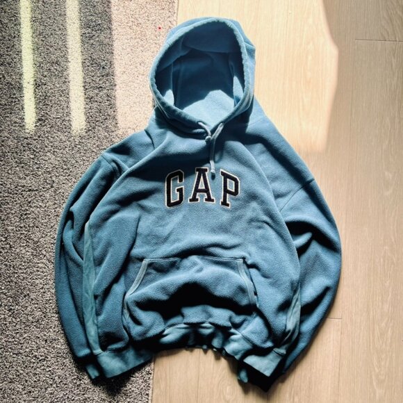 Vintage Y2K Gap Fleece Hoodie Men’s XL Light Blue Pullover - Picture 1 of 5